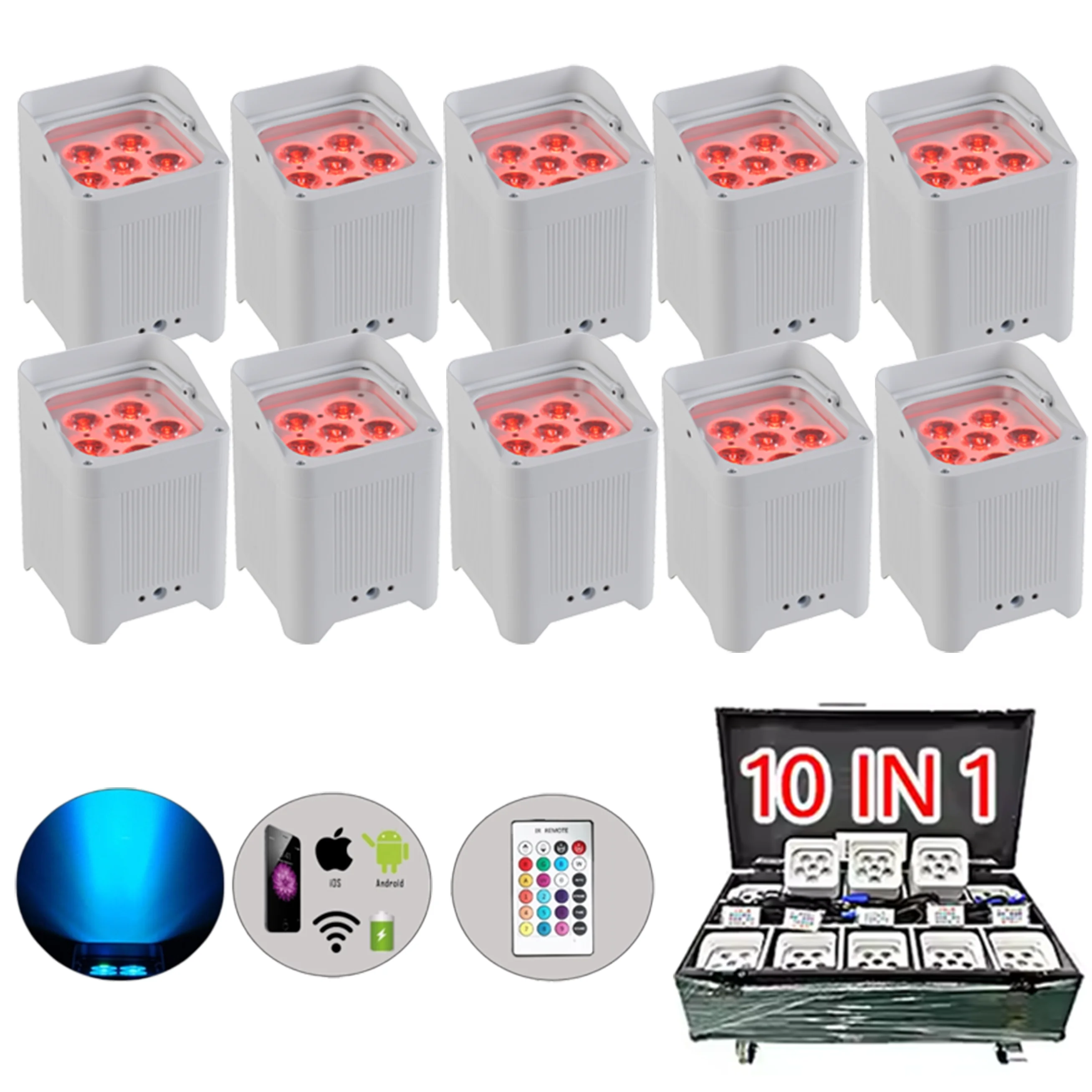 FAST DELIVERY!LED Uplights 6*18w RGBWAUV 6IN1 Battery Wireless Par Light Wireless LED Uplights stage light