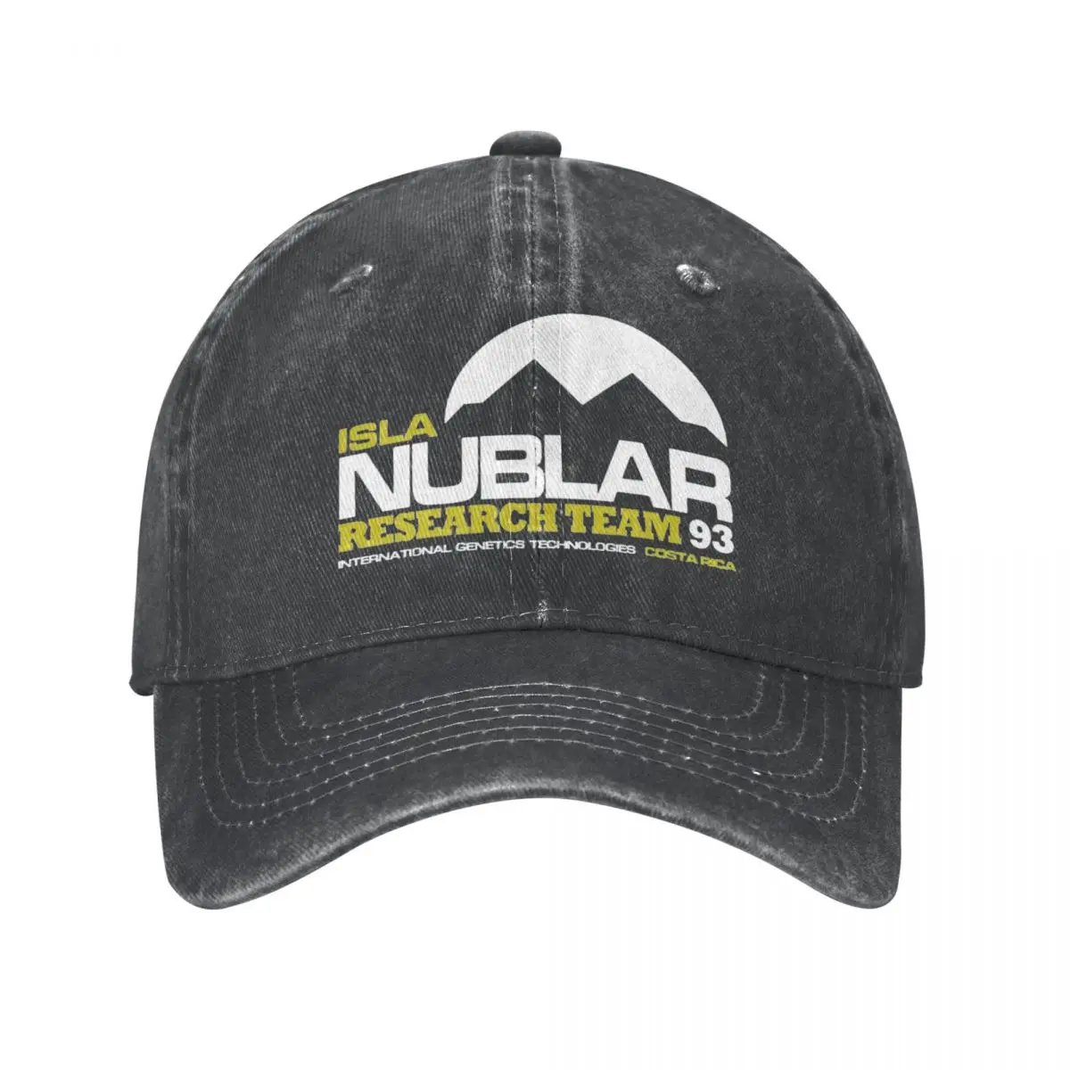 

Vintage Isla Nublar Research Team Baseball Cap for Men Distressed Denim Snapback Cap Jurassic Cartoon Park Outdoor Fit Caps Hat