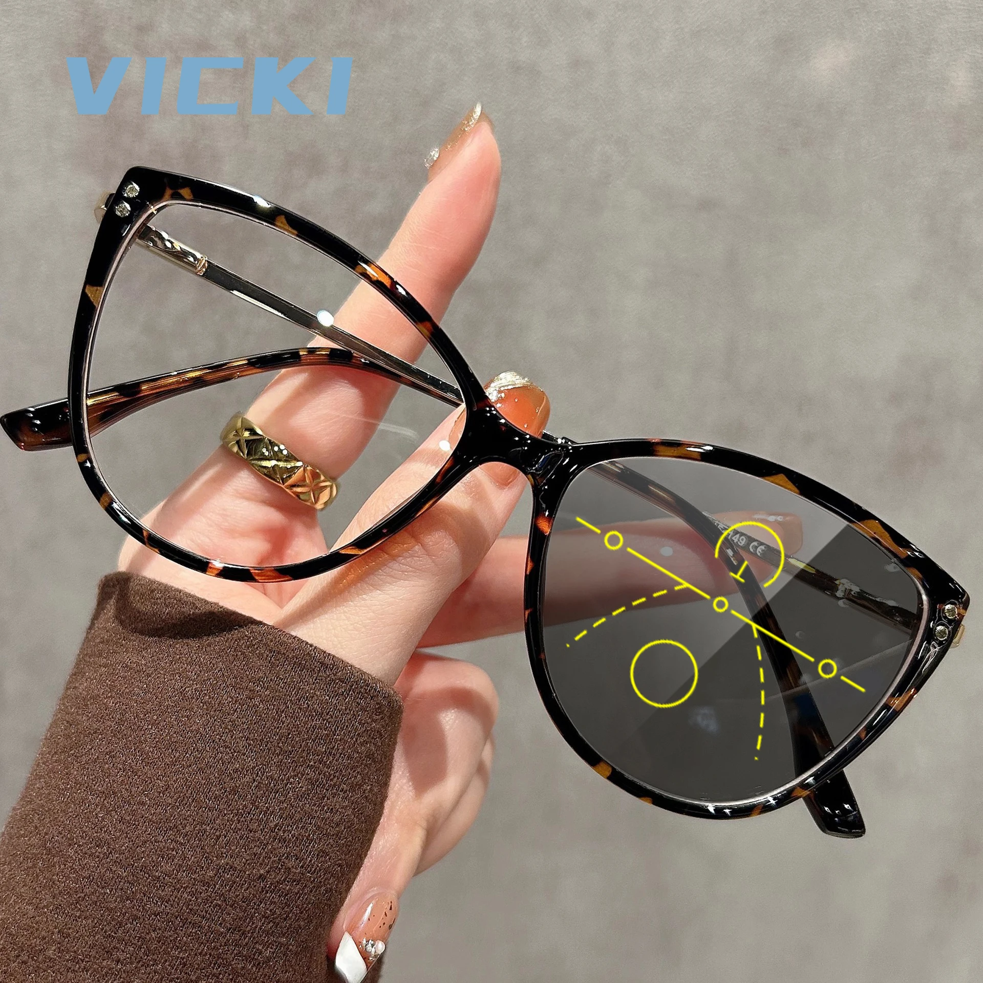 

VICKI New Cat-eye Style Ladies' Glasses - Anti-blue Light, Customizable Prescription, Multifocal Lenses, Photochromic 38061