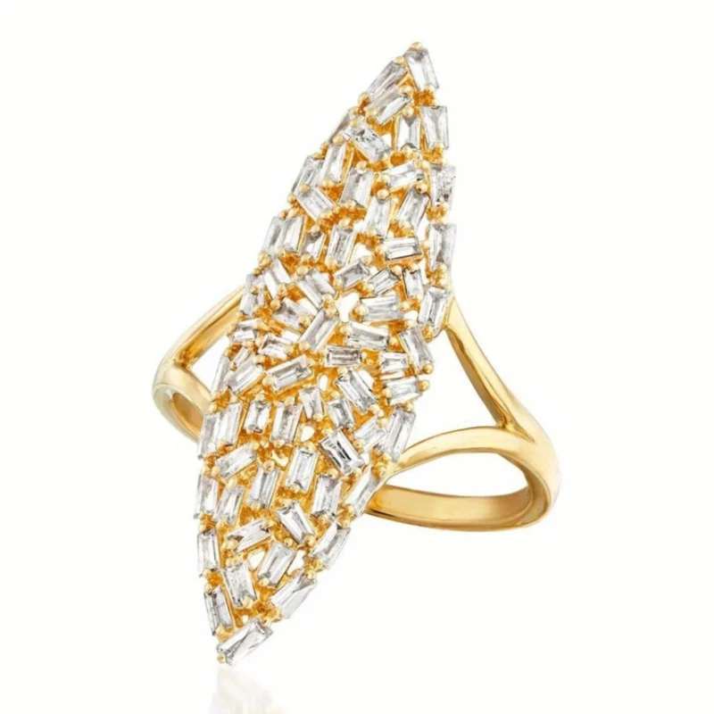 Einfaches Modedesign, glänzender synthetischer Zirkonia-Fingerring für Damen, eleganter Luxus-Verlobungs- und Hochzeitsschmuck, Accessoires.