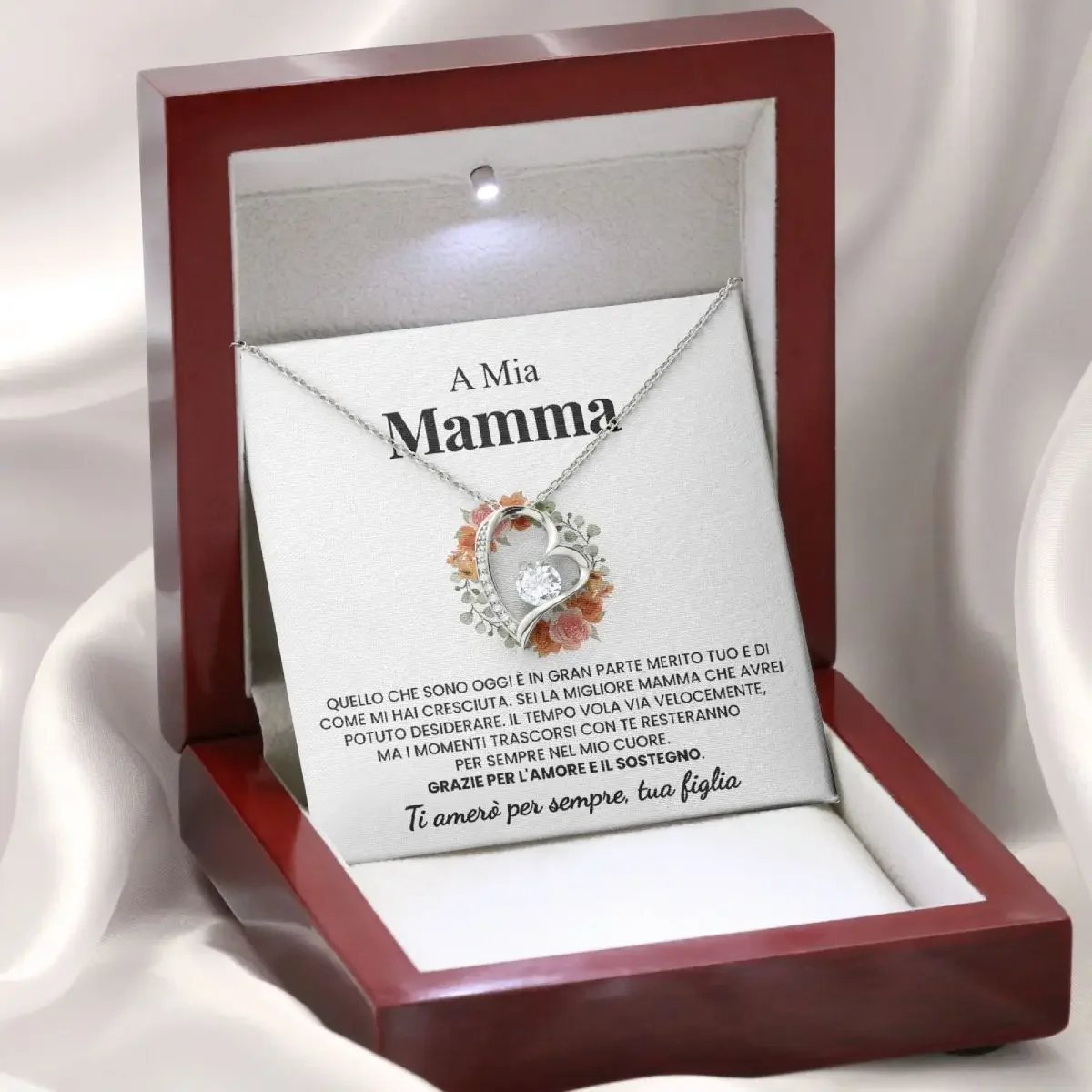 Italian Gift To My Mom Mother From Daughter Necklace Fashion Jewelry Christmas Gift Women Heart Shaped Pendant Necklace With Box