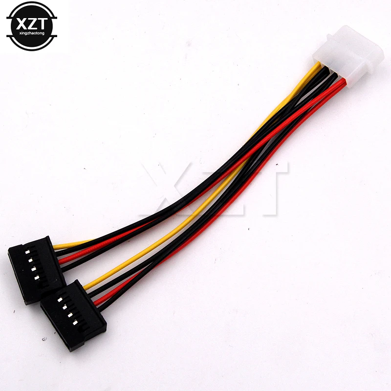 New Arrival 4 Pin IDE Molex to 2 of 15 Pin Serial ATA SATA HDD Power Adapter Cable Dual Hard Drive Cable for PC