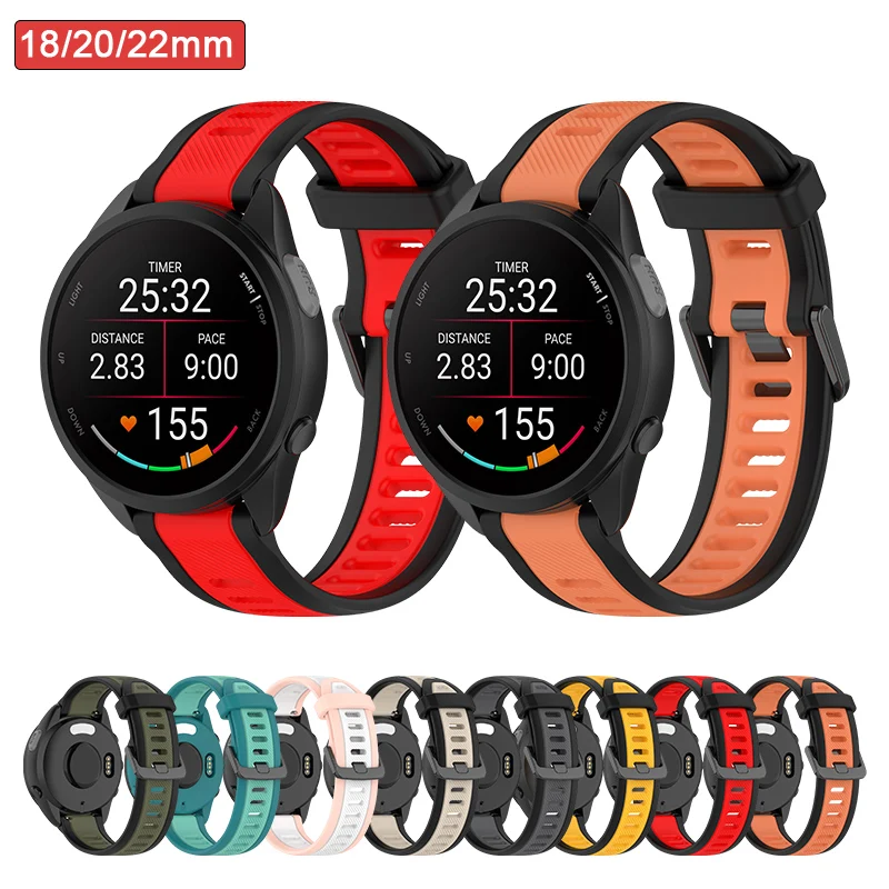 

Strap for Garmin Forerunner 165 20mm Silicone Band 18mm Watch Man Bracelet Sport Band Soft 22mm Watchband Forerunner 165 music