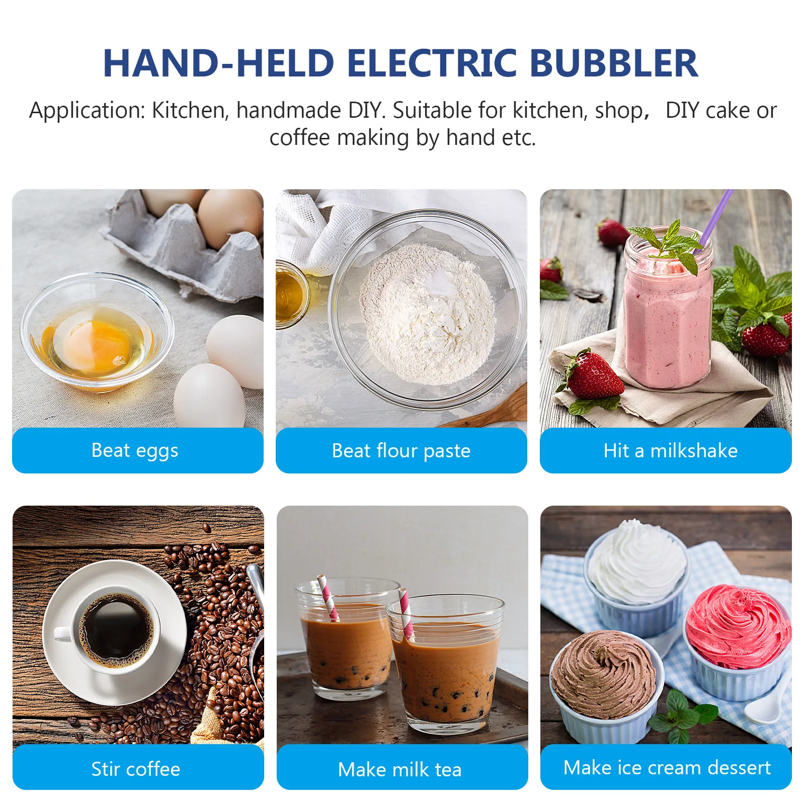 1 set 1 Set Electric Whisk Stainless Steel Hand-Held Usb Mixer For Coffee Food Automatic Bubbler Tool view 3