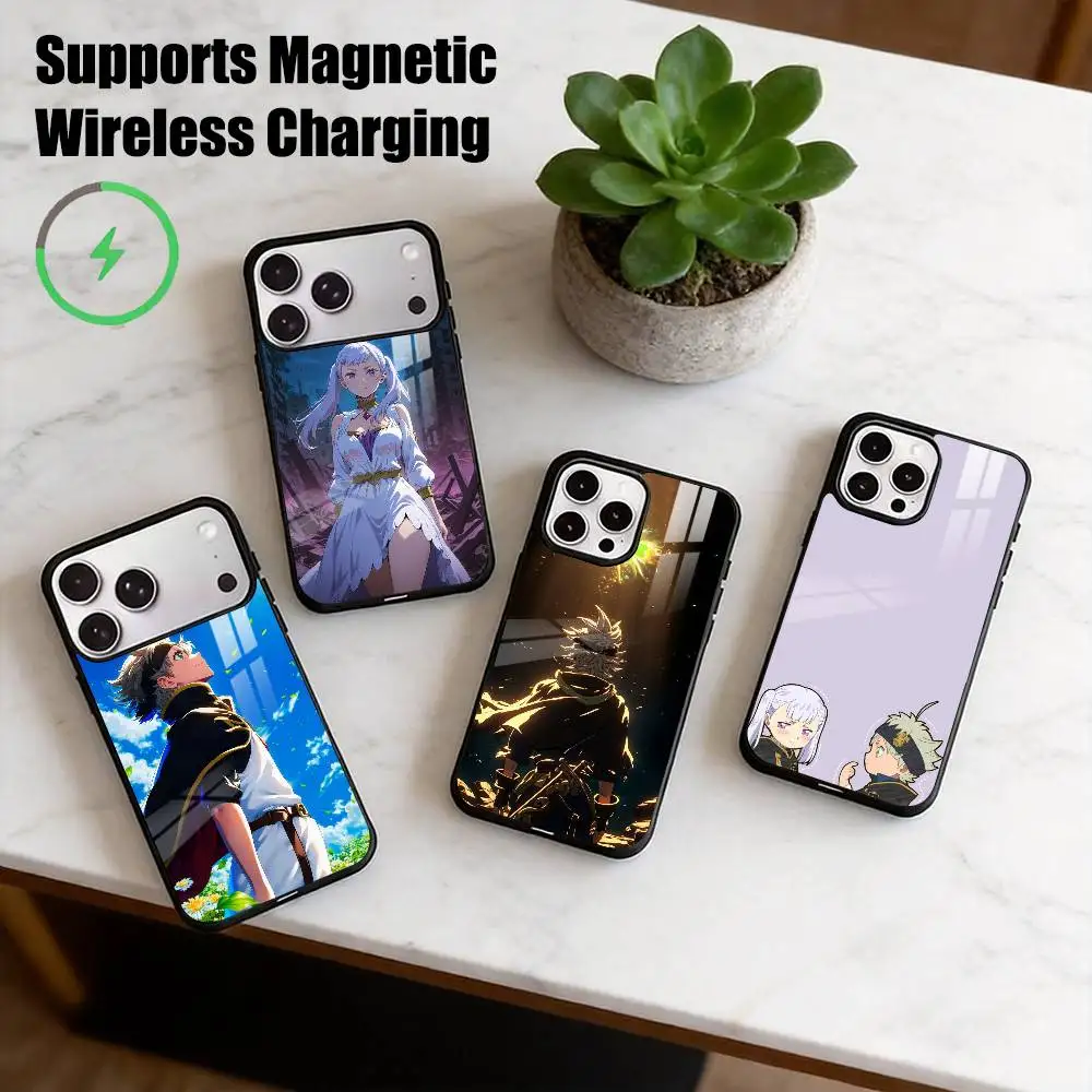 B-Black Clover Asta  Phone Case For iPhone17,16,15,14,13,12,11 Plus,Pro Compatible with magnetic wireless charging Gift
