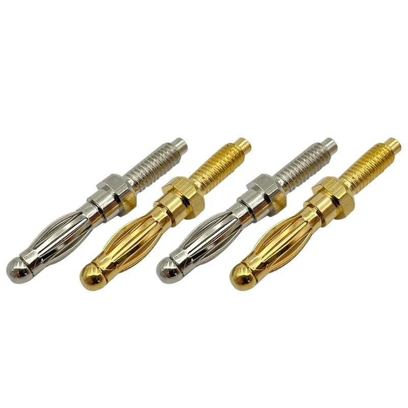 4/8/10Pcs 4mm Male Banana Plug Thread Screw Audio Speaker Wire Connector Gold Silver Plated Lantern Binding Post Terminal JT6006