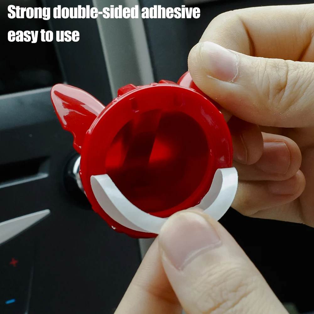 Car One-Button Start Decorative Cover French Bulldog Cartoon Engine Stop Push Switch Button Car Interior Stickers Accessories