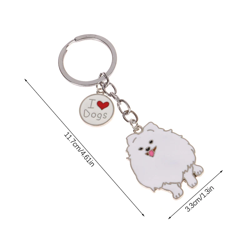 Lovely Pomeranian Dog Key Chains Charm Pet Dogs Bag Charms Pendant Car Keyring Ornaments Gifts