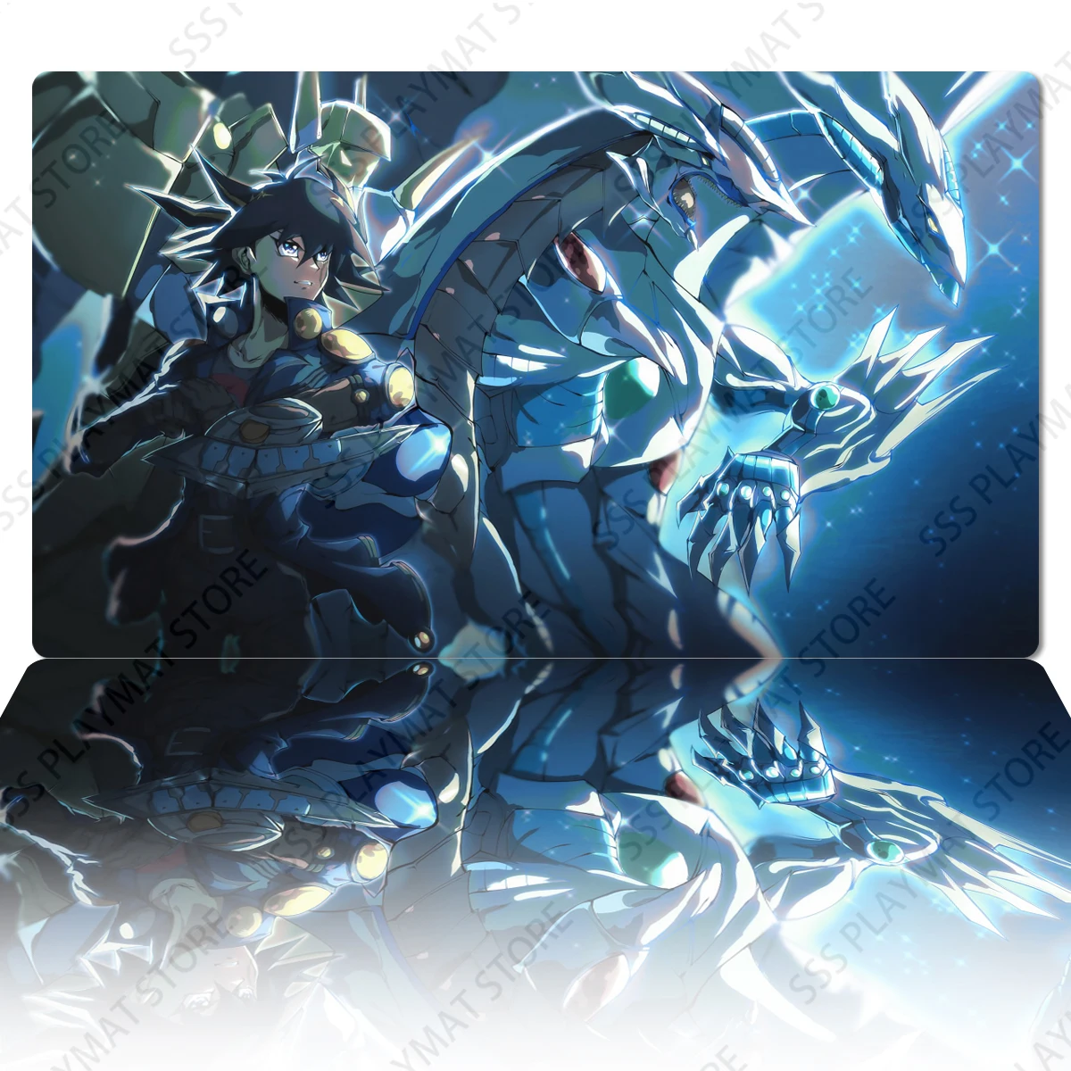 YuGiOh Stardust Dragon Playmat Shooting Star Dragon Yusei Fudo TCG CCG Mat Trading Card Game Mat Anime Mouse Pad Zones Free Bag