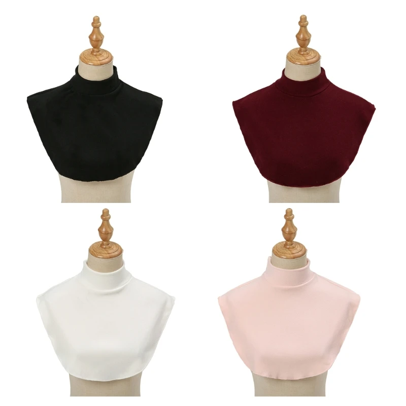 

Woman Neckline Detachable Solid Color Collar Half Shirt Neck Extensions Collar