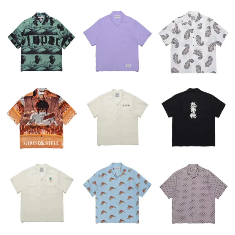

WACKO MARIA Mixed style Summer High-end shirt Embroidery Printing Mens Womens Loose Vintage High-quality Short-sleeved shirt