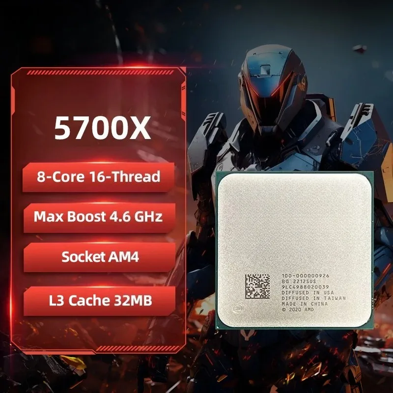 5700X Brand New R7 5700X CPU, 4.6GHz 8-Core 16-Thread 32MB L3 Cache Socket AM4 Processor Without Box