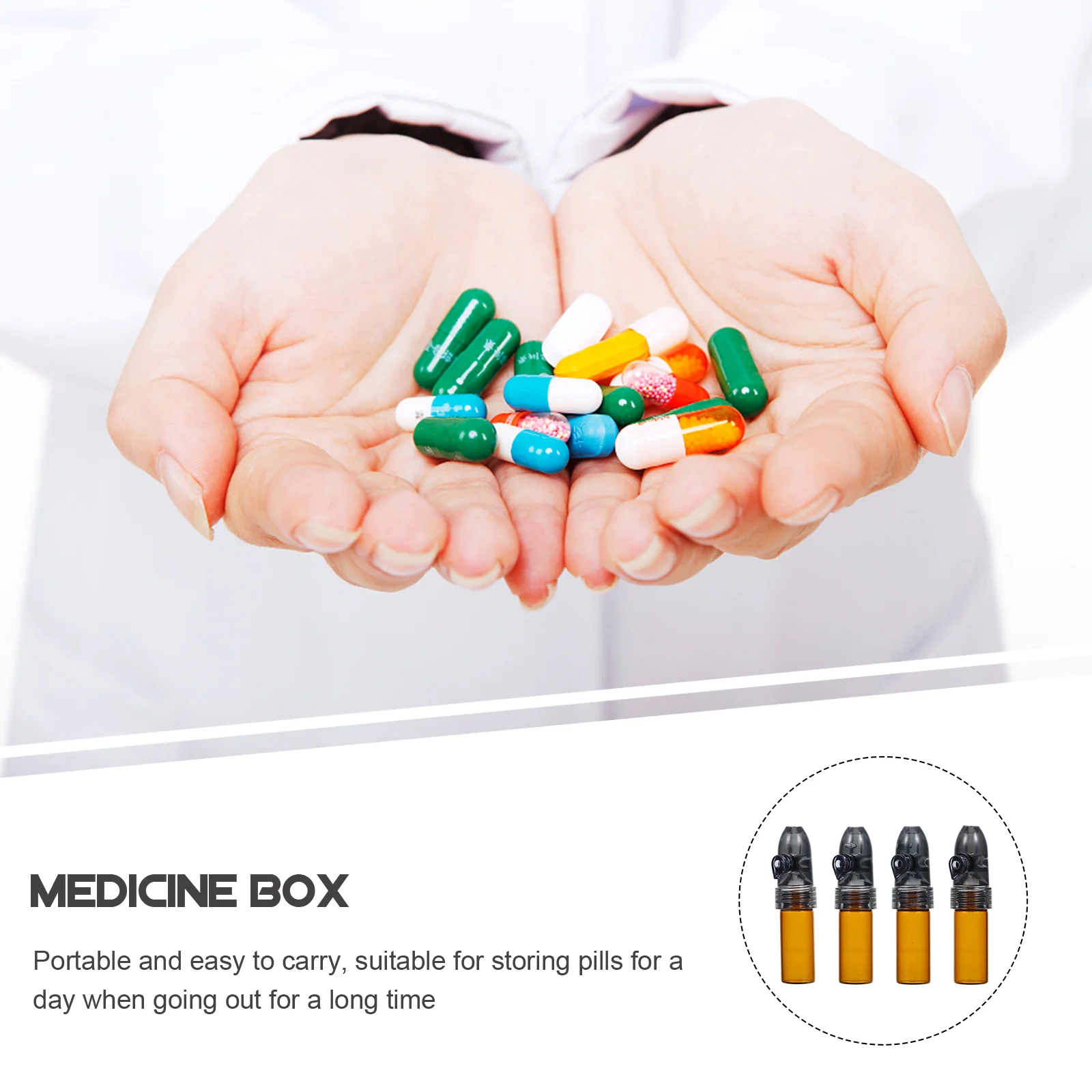 Portable Container Travel Carry Small Travel Pills Organizer Glass Tablet Storage