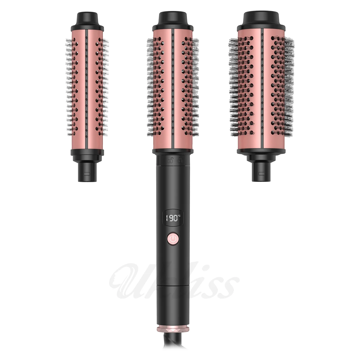 

Thermal Brush 3 in 1 Set ionic Heated Round Curling Brush Hair Style Ceramic Double PTC Heater Fast Heating Curling Iron Brush