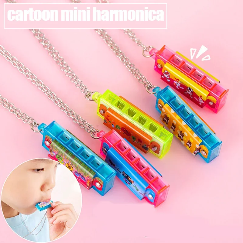 

15/40Pc mini cartoon harmonica necklace For Boys Girls Birthday Party Favor Baby Toys Pinata Filler Carnival Kids Party Supplies