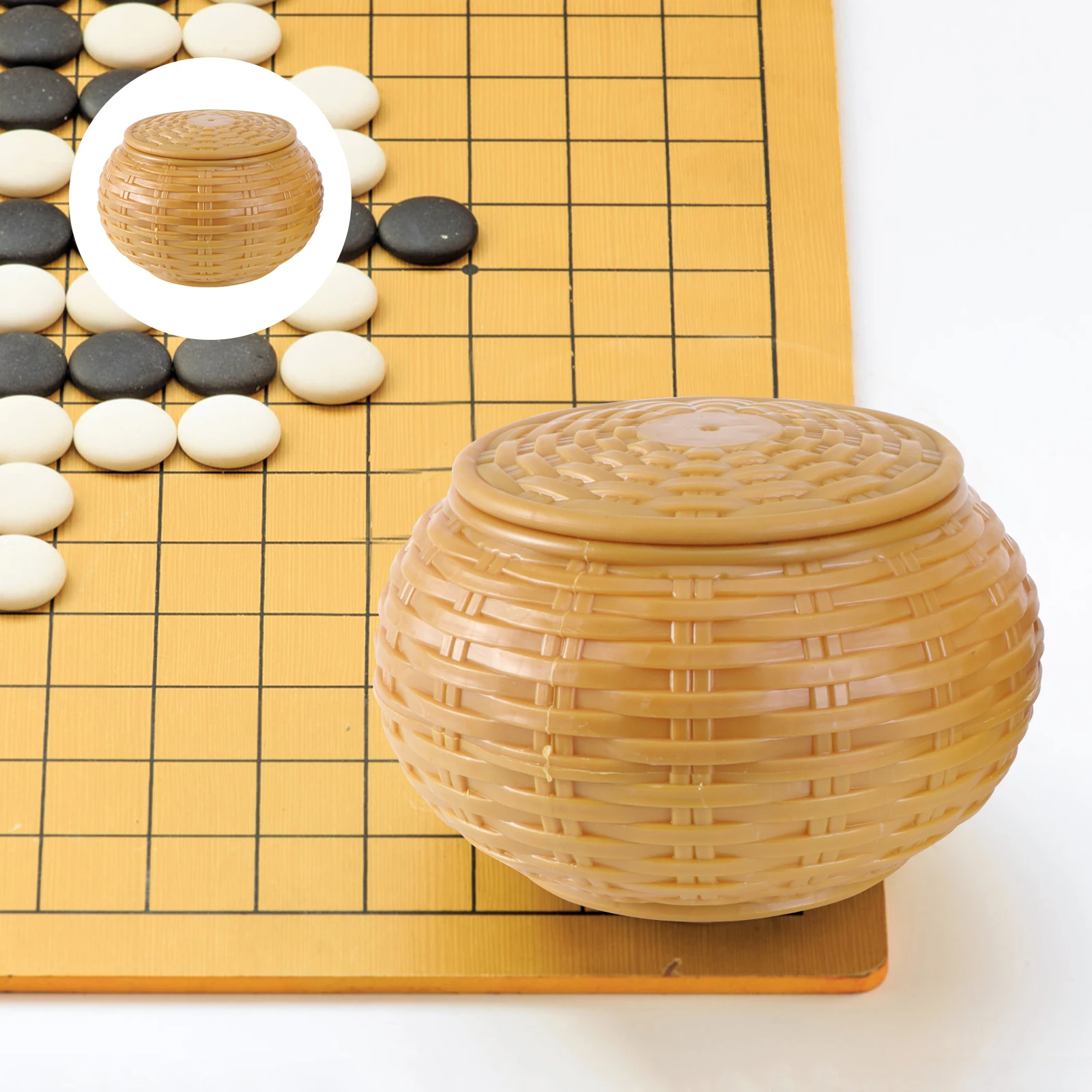 

2Pcs Natural Chess Pieces Storage Box Handmade Durable Wood Jar for Go Game Stones Candy Dry Fruit Storage Container