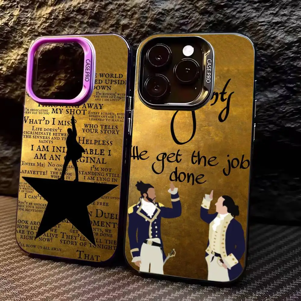 

A-Hamilton M-Musical Lyrics Phone Case For iPhone17,16,15,14,13,12,11 Plus,Pro Max Colored Silver Plated Inside Cover
