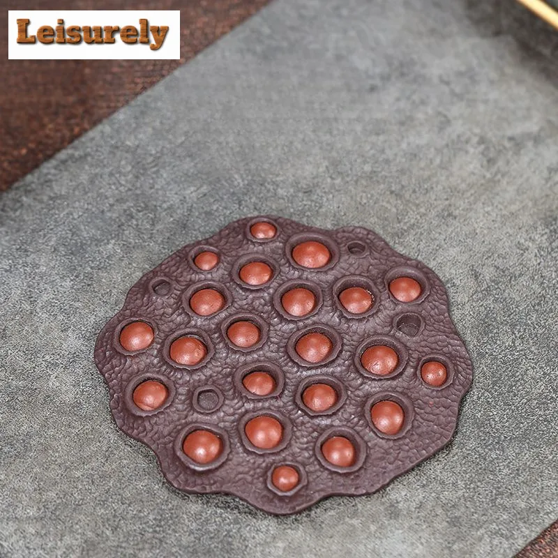 Handmade Lotus Seed Pot Bearing Holder Yixing Purple Clay Dry Brew Table Tea Tray Tea Pet Tea Ceremony Accessories Ornaments