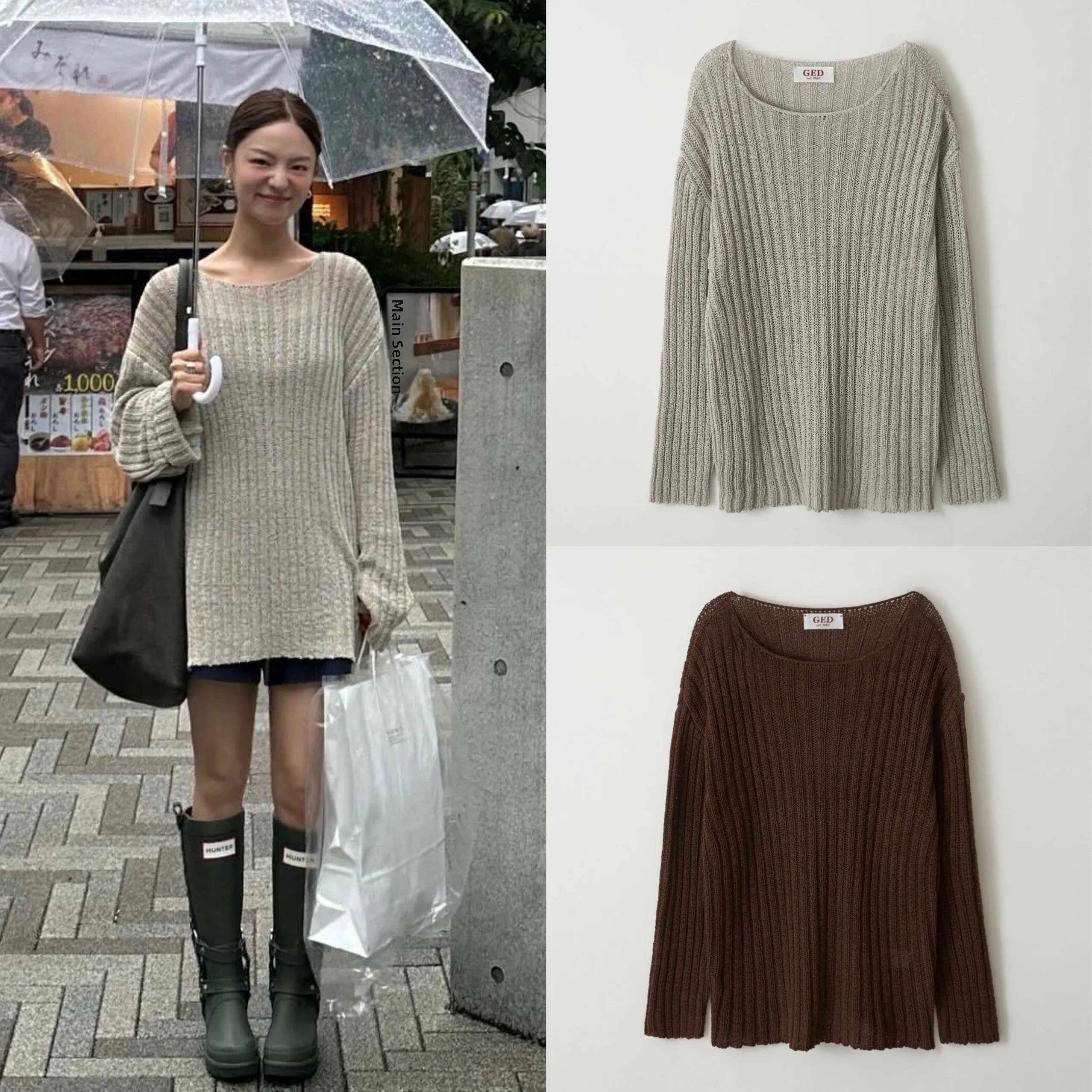 LC24 New Comfortable Casual Long Sve Knitted Sweater Striped oulder Loose Fit round Ne Mid-Length Pure Cotton Top