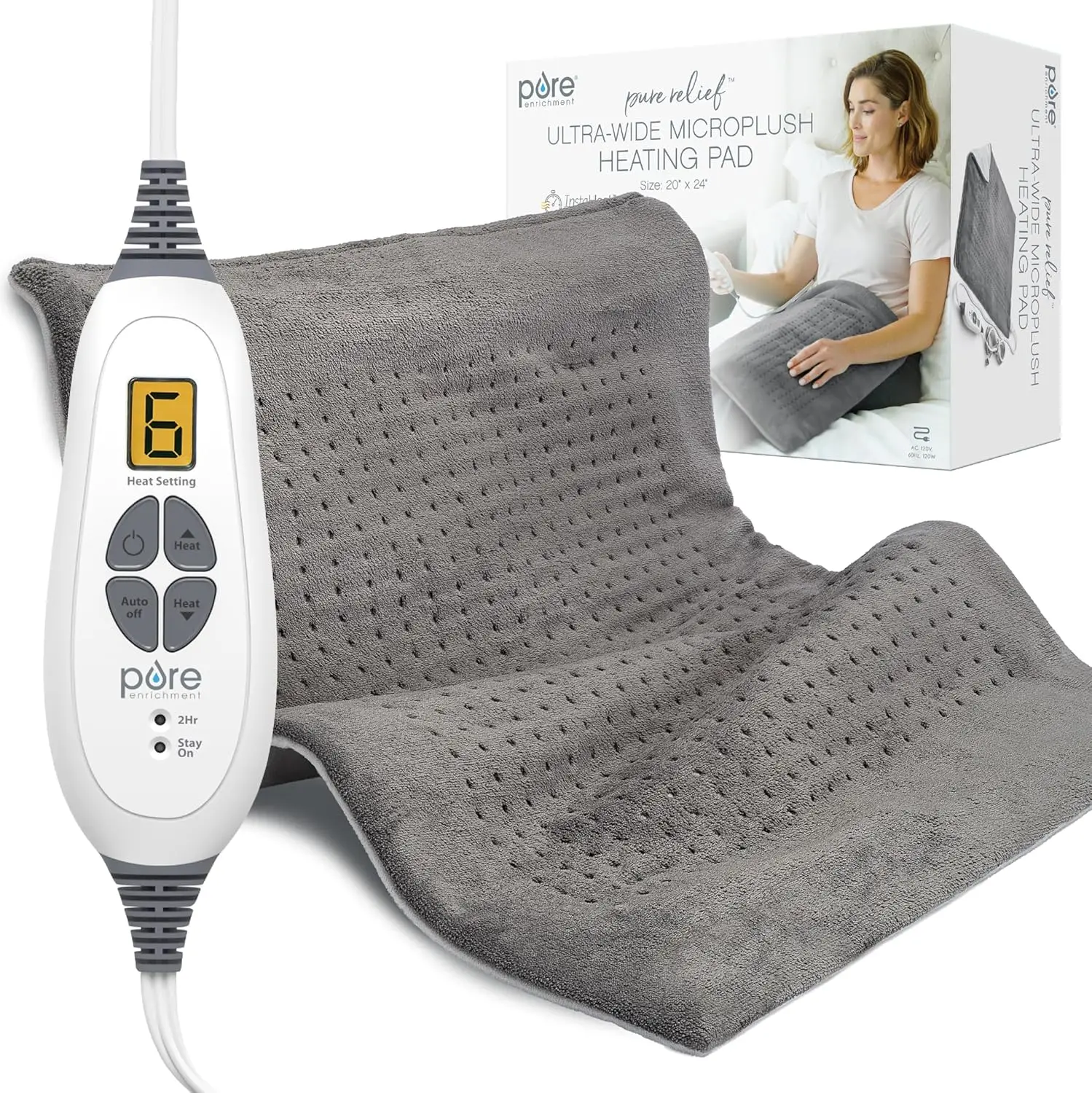 

Ultra-Wide Heating Pad for Neck, Shoulder & Back Pain Relief - 20x24 Inch, 6 Heat Settings, Moist Heat Option, Machine Washable