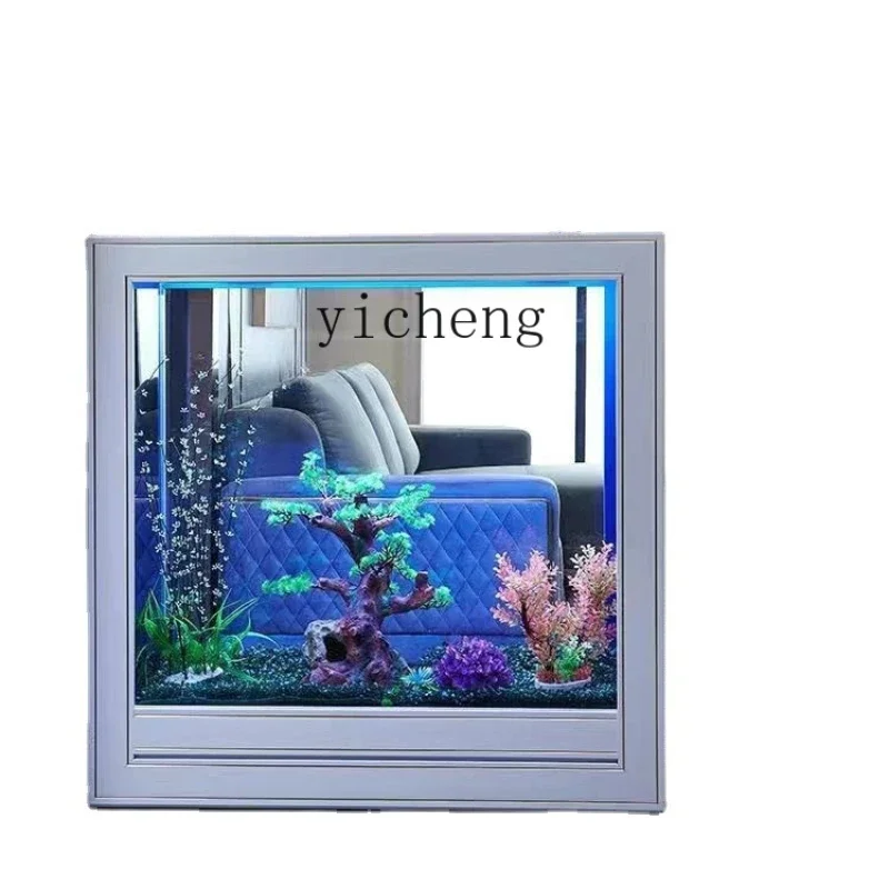 

YY Glass Light Luxury Fish Tank Small and Medium Size Living Room Home Aquarium Floor Ecological Change Water