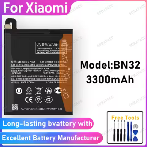 100% New 3300mAh BN32 Battery For Xiaomi Battery Replacement Bateria+Free Tools