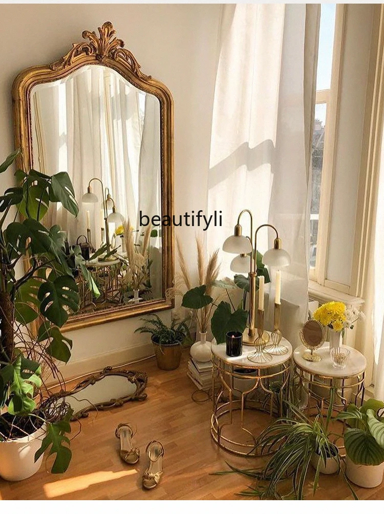 French household carved full-length mirror villa soft wall hanging European fitting mirror floor-to-ceiling clothing store