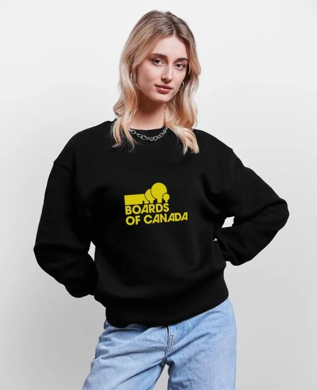 

Autumn and Winter Style Boards of Canada Logo Printed Cotton Crew Neck Sweatshirt Yellow Logo Printed Cotton Crew Neck
