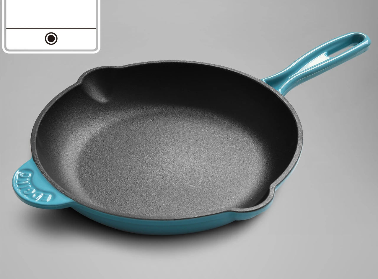 Flat bottom frying pan thickened cast iron enamel pan 26cm household pig iron frying pancake steak omelette pan