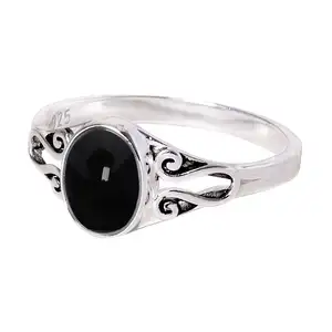 Bali Silver Stelling 925 Đi bộ với Onyx màu đen và Đá quý cho món quà của Đảng Nữ 6 Bán bạc chính Bali 925 - №6