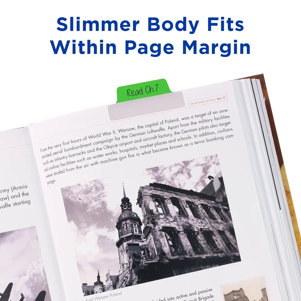 

Repositionable Writable Page Tabs 2.5x1 Assorted Colors Durable Clear Adhesive Smudge-Free Perfect Home Office School