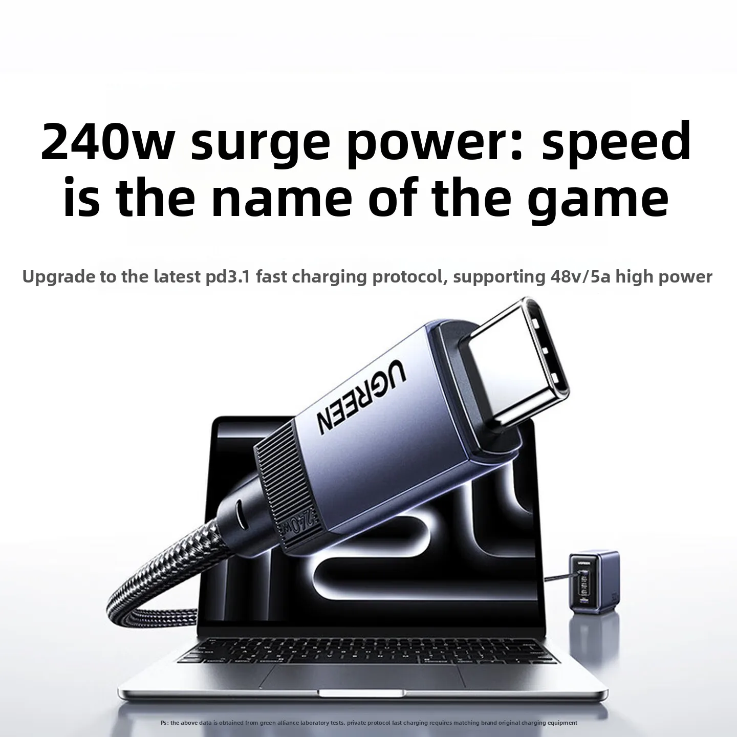 UGREEN 240W Type C To Type C Cable PD100W Fast Charging USB3.2 10Gbps data For Apple iPad Notbook charger Android Braided 1m 2m