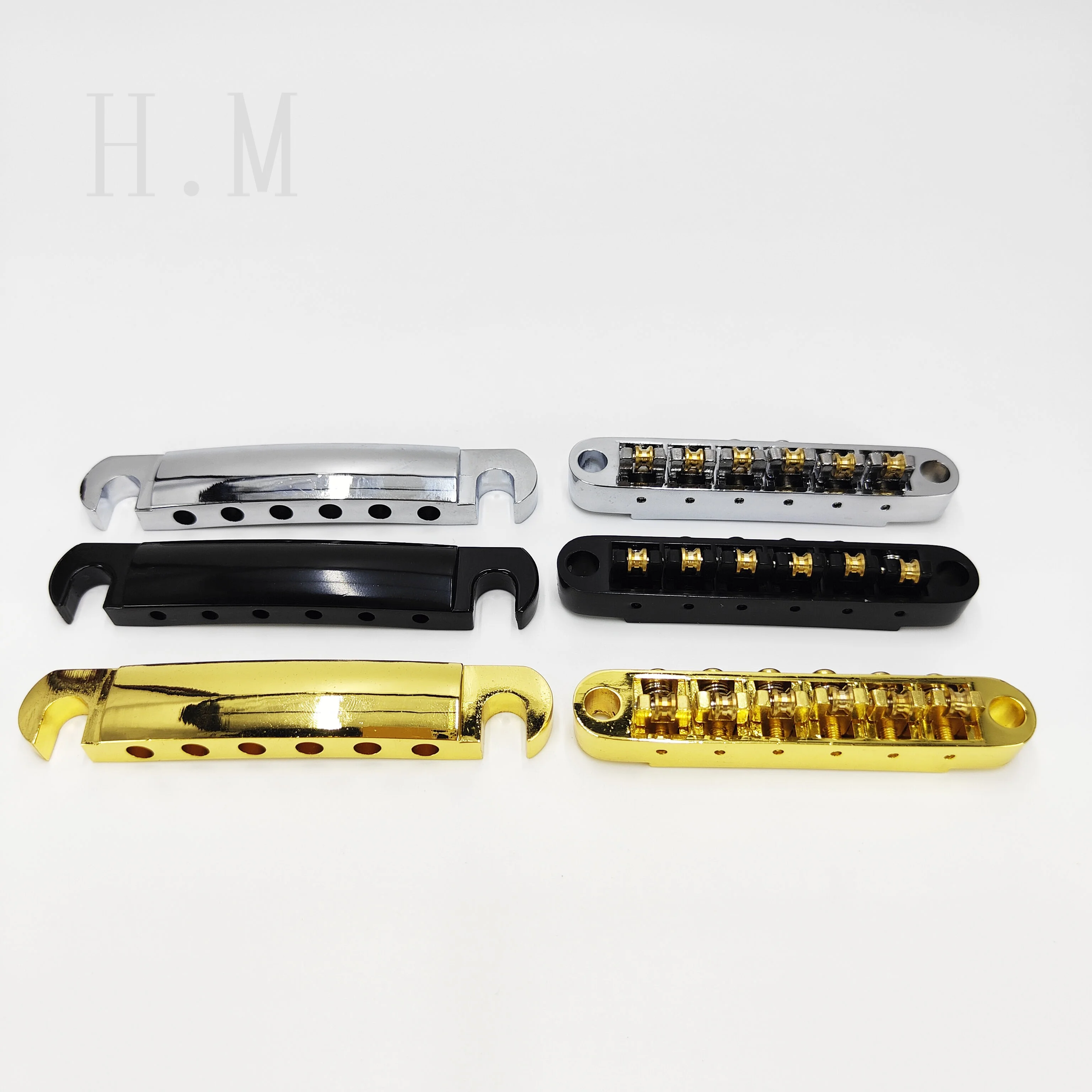 Guitar bridge adjustable upper and lower Guitar string bridge and Tailpiece with Posts for LP Electric Guitar