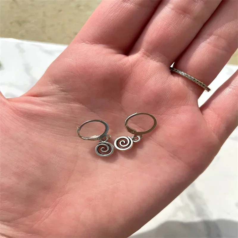 Swirl Earrings, Lever Back Silver Swirl Earrings, Charm Earrings, Huggie Earrings