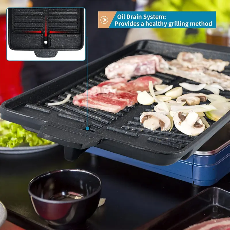 Imagem -05 - Smokeless Bbq Grill Pan com Superfície Revestida Maifan Placa de Churrasco Antiaderente Interior e Exterior Grelhar Estilo Coreano