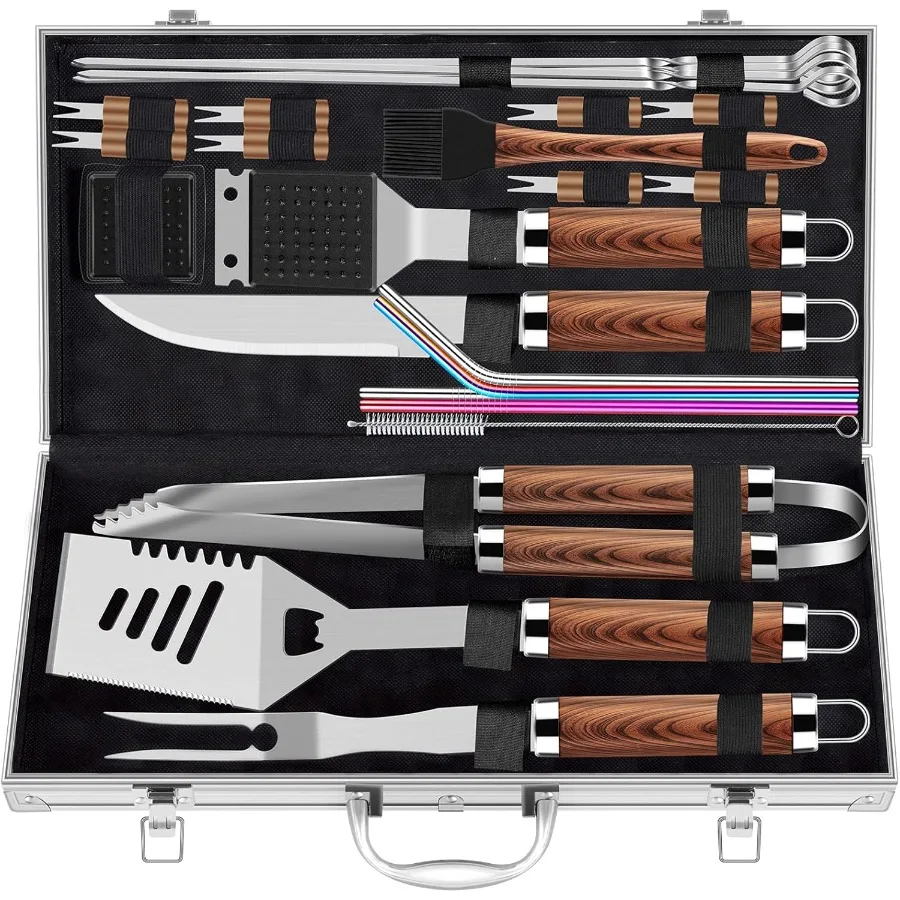 

ROMANTICIST 25pcs Extra Thick BBQ Grill Accessories Fathers Day Grilling Gifts Set for Men Dad Heavy Duty Grill Tools Utensils