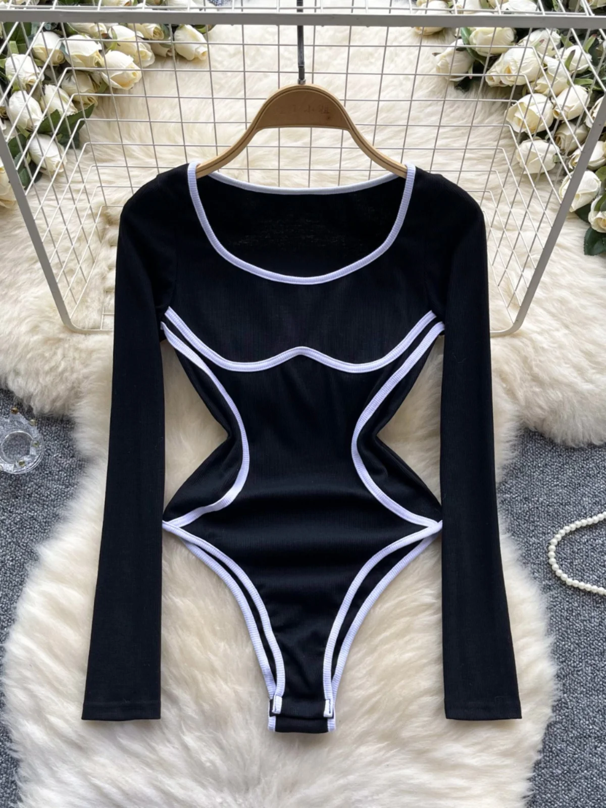 

Women's Sexy round Ne Color Blo Long Sve T-irt Slimming Top High Waist ort Pants Commute Sle Summer Fa...