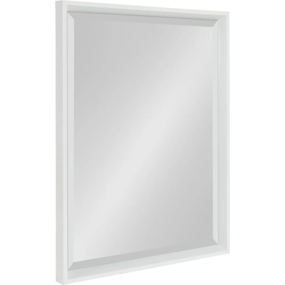 

Modern White Framed Beveled Wall Mirror, 20x26 Inches, Versatile Rectangle for Bathroom or Entryway
