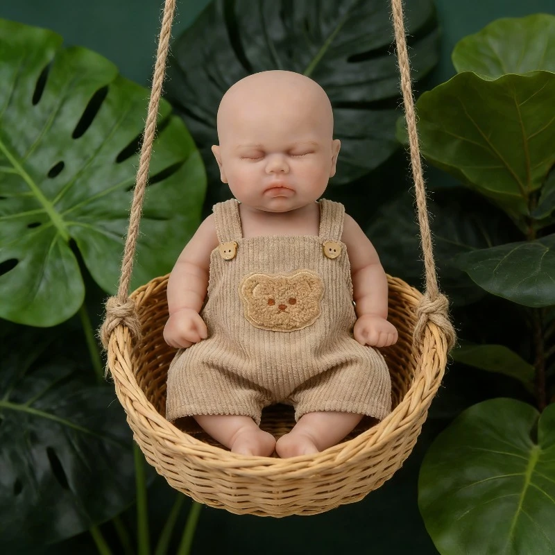 

30cm Sleeping Reborn Girl Doll Pickle in Solid Silicone Body Bald Head Cute Doll