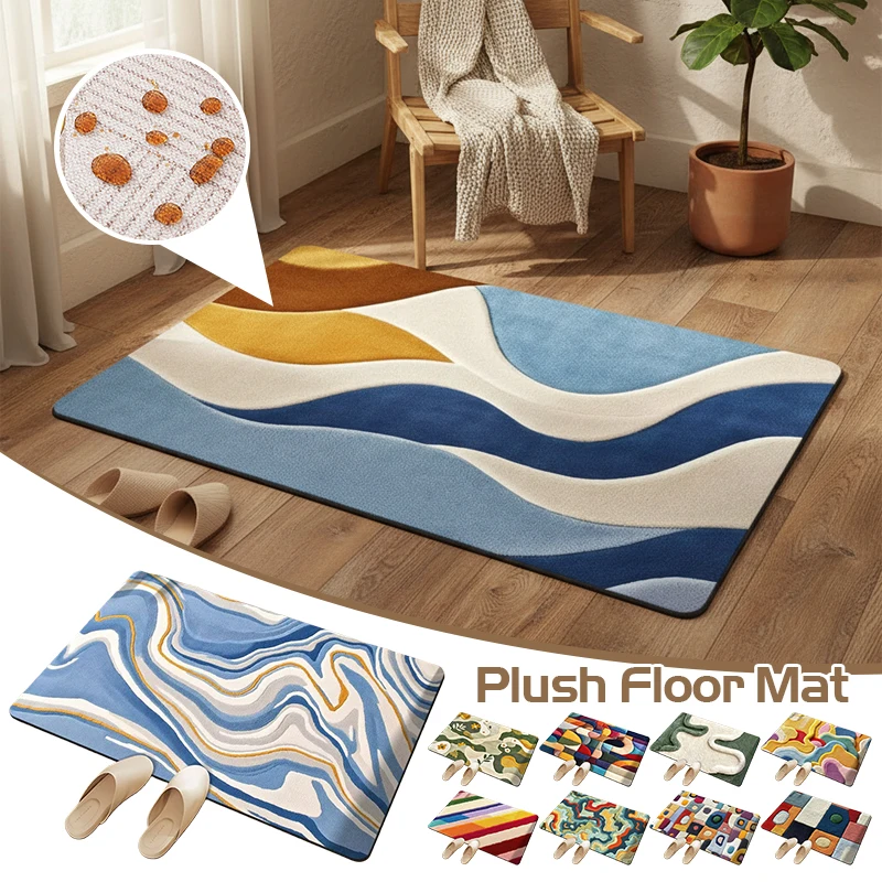 

Thiened Anti-Slip Batoom Mat Home Use Door Mat Water Absorbent Bath Room Floor Rug Non-Slip Entrance Door Mat Rug