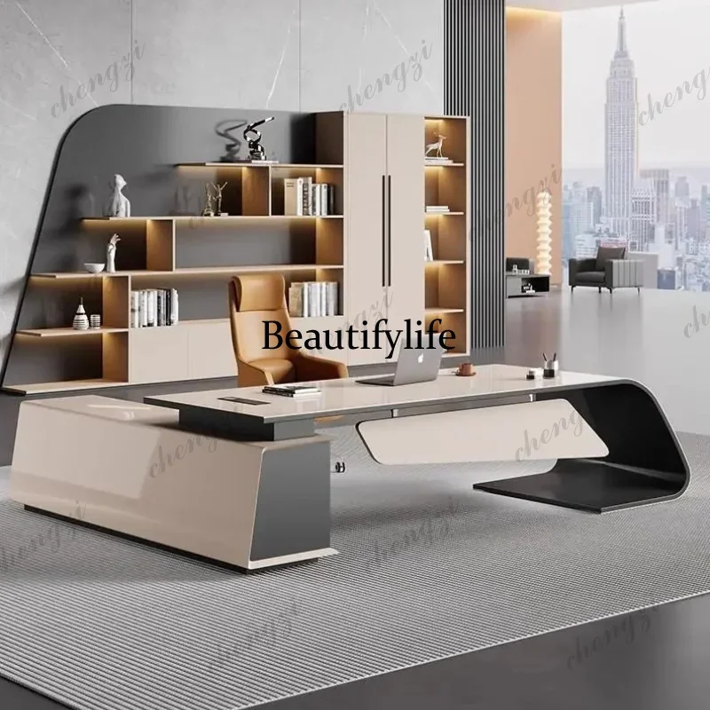 M45  Designer L Shaped Modern Office Desk Luxury Drawers Asthetic Large Studying Office Desk Gaming Standing Scrivania