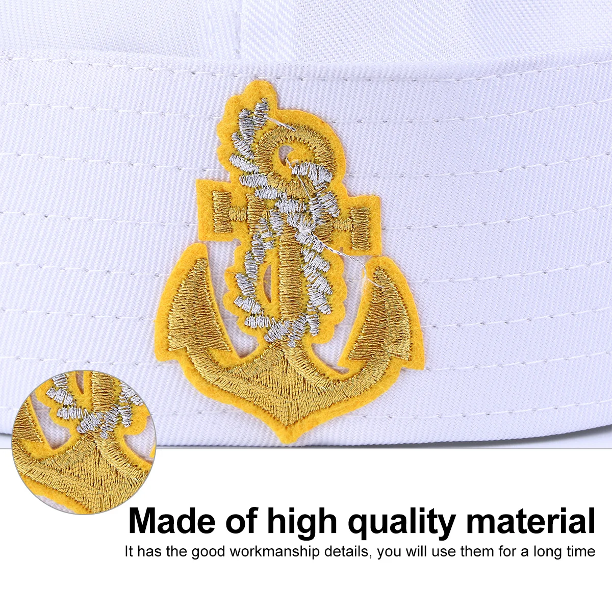 

1Pcs White Navy Sailor Hat Durable Premium Material for Party Cosplay Stage Performance Costume Sailor Cap Marine Hat