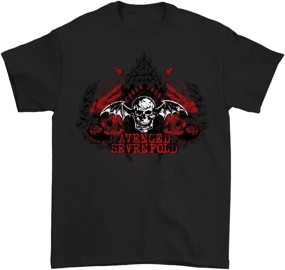 Avenged Sevenfold Shirt Men Short Sleeve Crewneck T-Shirt Comfortable Cotton Graphic Tee Shirts Top Black