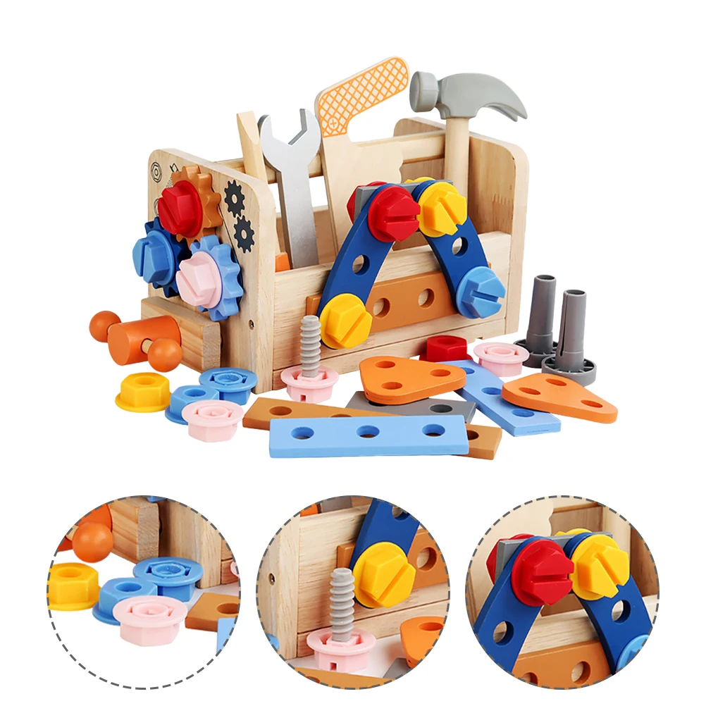 木製バスケット1セット、子供用木製キット、幼児用ツールセット、ごっこ遊び、教育用キッズツールボックス、木工プロジェクトキット