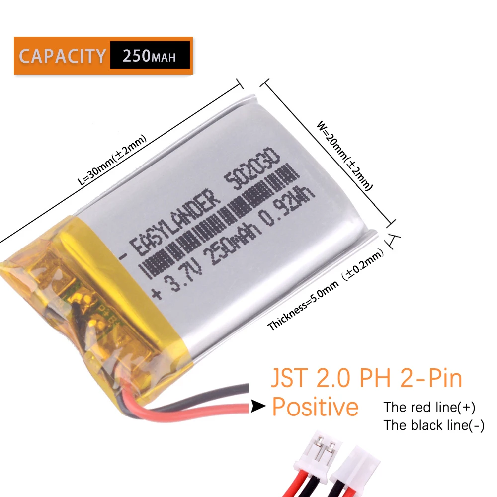 3.7V 502030   Akumulator litowo-jonowy polimerowy zamiennik do bezprzewodowego zestawu słuchawkowego VXI Blueparrott B250-XT B350-XT B450-XT