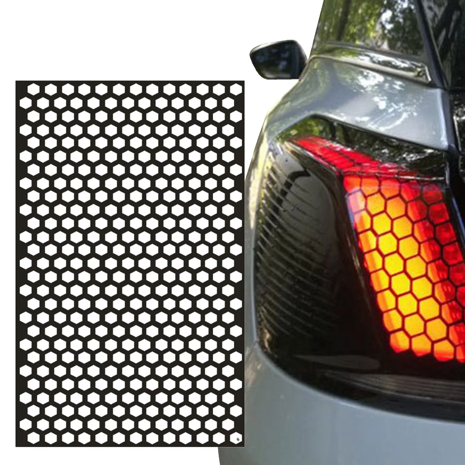 Universal Car Rear Tail Light Lamp Stickers Honeycomb Type Decal Car Self Adhesive Tint Film Sheet for Car Rear Tail Light Cover