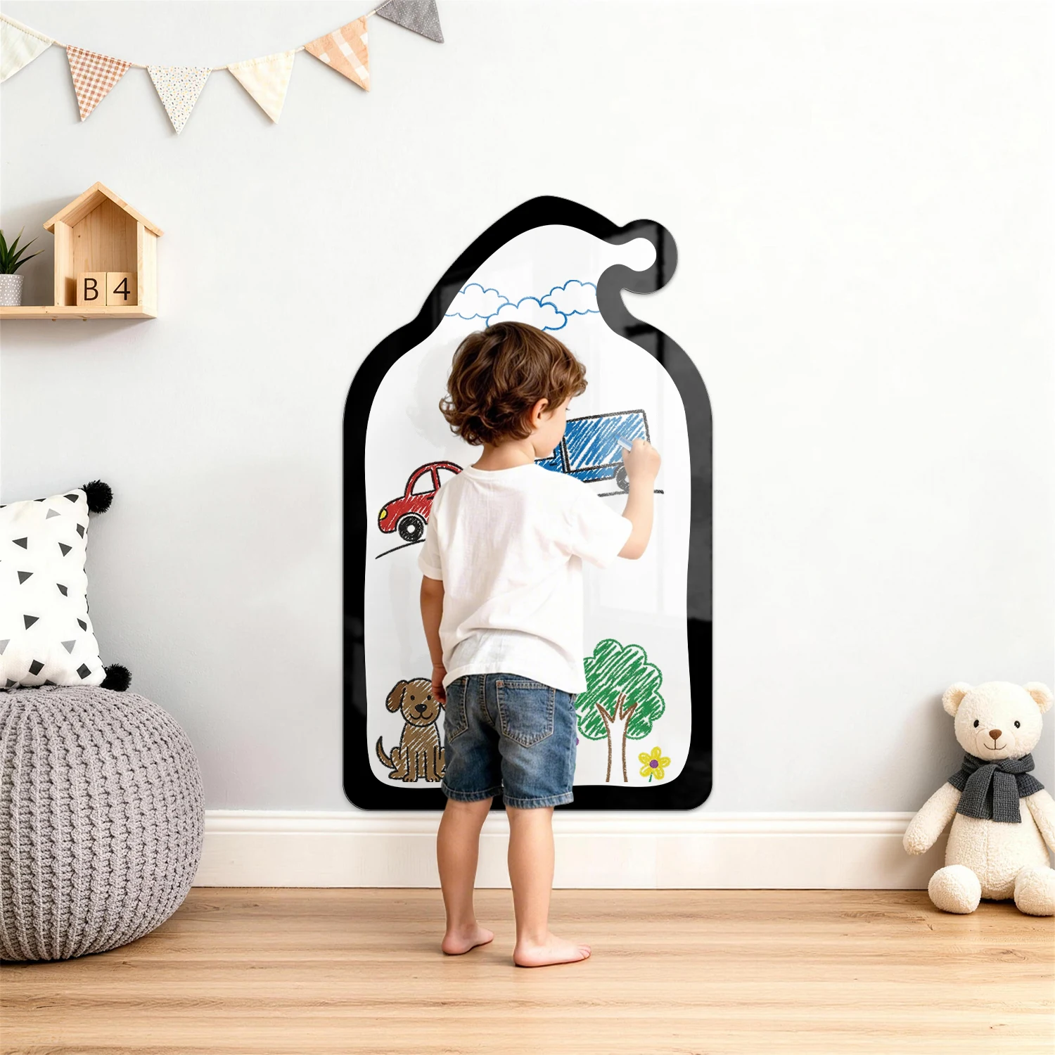 

Самоклеящаяся магнитная доска-наклейка с маркерами, коробкой и салфеткой для стирания для детского домашнего офиса