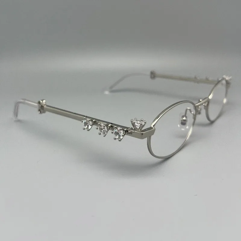 

New Korean Titanium Alloy Oval Frame Men and Women Diamonds Ultralight Optical Glasses Luxury Gm Myopia Prescription Glasses