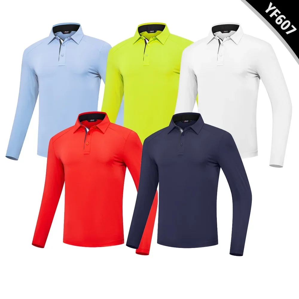 

PGM Polo Мужская футболка с длинными рукавами на весну и осень 2025 Новая футболка для гольфа Повседневная деловая базовая рубашка Топ Хорошая эластичная