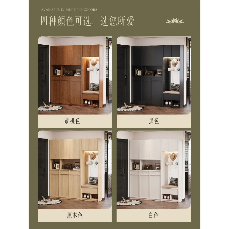 Door entry shoe cabinet storage cabinet integrated against the wall large capacity solid wood high cabinet medieval door locker